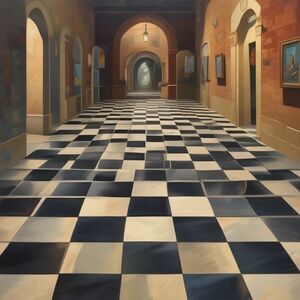 Elegant Checkered Hallway Art Print